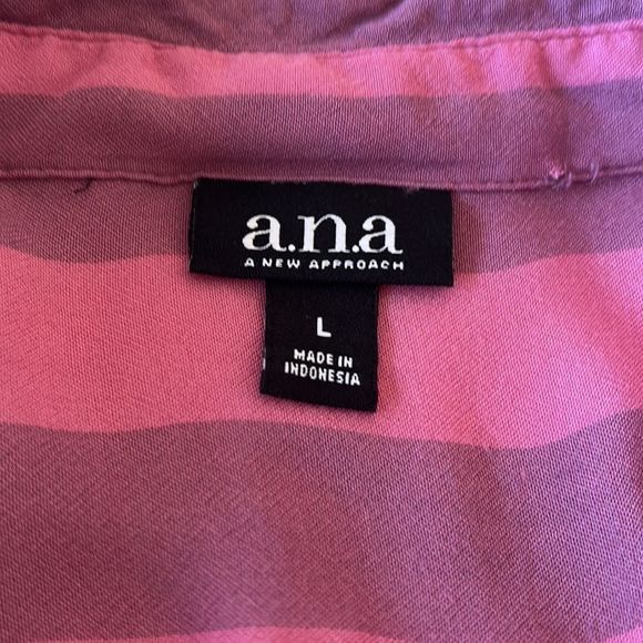 Ana pink and purple striped button up blouse - Picture 7 of 16